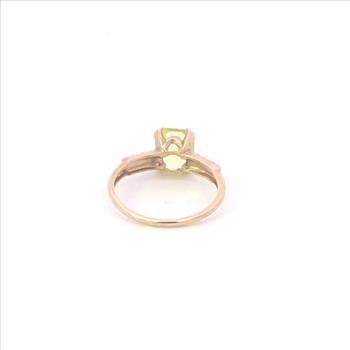 10K 1940's Lemon Quartz Vintage Statement Yellow Gold Ring, Size 4.75