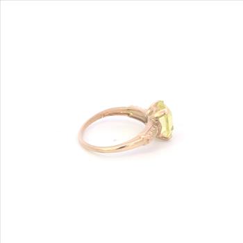 10K 1940's Lemon Quartz Vintage Statement Yellow Gold Ring, Size 4.75