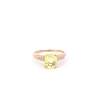 10K 1940's Lemon Quartz Vintage Statement Yellow Gold Ring, Size 4.75