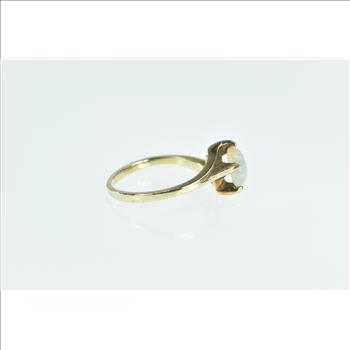 10K 1950's Vintage Oval Opal Cabochon Bypass Yellow Gold Ring, Size 6.25