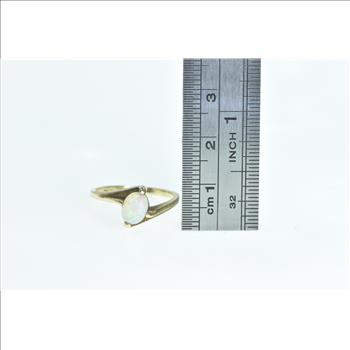 10K 1950's Vintage Oval Opal Cabochon Bypass Yellow Gold Ring, Size 6.25