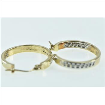 10K 19.6mm Diamond Vintage Statement Hoop Yellow Gold Earrings