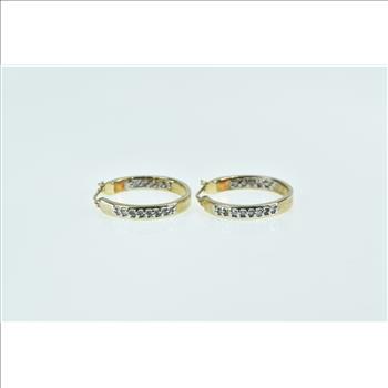 10K 19.6mm Diamond Vintage Statement Hoop Yellow Gold Earrings