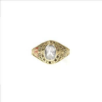 10K 1980 Auburn High School Ornate Class Yellow Gold Ring, Size 4.75