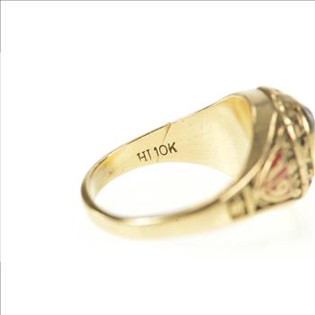 10K 1980 Auburn High School Ornate Class Yellow Gold Ring, Size 4.75