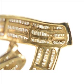 10K 2.00 Ctw Baguette Diamond Curvy Heart Love Yellow Gold Pendant