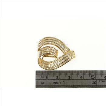 10K 2.00 Ctw Baguette Diamond Curvy Heart Love Yellow Gold Pendant