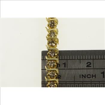10K 2.00 Ctw Wavy Link Diamond Classic Tennis Yellow Gold Bracelet 7