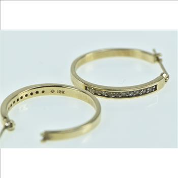 10K 20.7mm Vintage Diamond Statement Hoop Yellow Gold Earrings