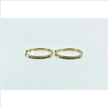 10K 20.7mm Vintage Diamond Statement Hoop Yellow Gold Earrings