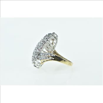 10K 2.40 Ctw Diamond Vintage Freeform Cluster Yellow Gold Ring, Size 7