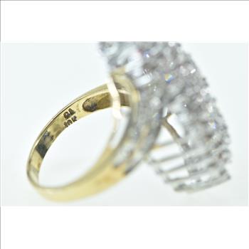 10K 2.40 Ctw Diamond Vintage Freeform Cluster Yellow Gold Ring, Size 7