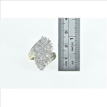 10K 2.40 Ctw Diamond Vintage Freeform Cluster Yellow Gold Ring, Size 7