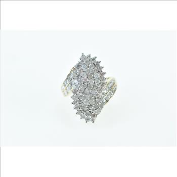 10K 2.40 Ctw Diamond Vintage Freeform Cluster Yellow Gold Ring, Size 7