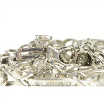 10K 2.50 Ctw Diamond Flower Cluster Bar Tennis White Gold Bracelet 8