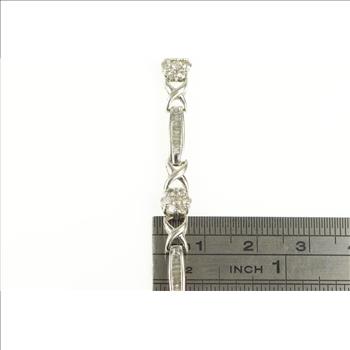 10K 2.50 Ctw Diamond Flower Cluster Bar Tennis White Gold Bracelet 8
