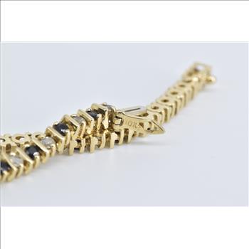 10K 2.50 Ctw Natural White Blue Sapphire Tennis Yellow Gold Bracelet 7.25