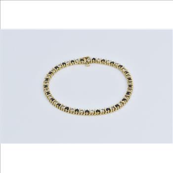 10K 2.50 Ctw Natural White Blue Sapphire Tennis Yellow Gold Bracelet 7.25