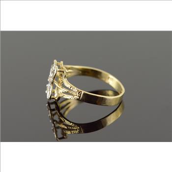 10K 2g Genuine Diamond Accented 'C' Monogram Letter Initial Yellow Gold Ring, Size 7.75