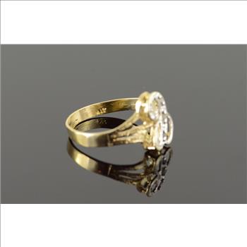 10K 2g Genuine Diamond Accented 'C' Monogram Letter Initial Yellow Gold Ring, Size 7.75