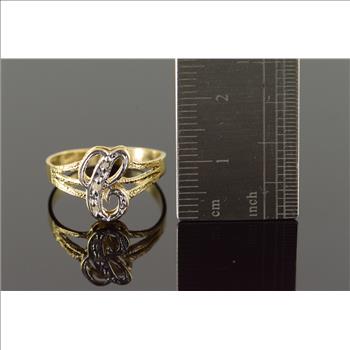 10K 2g Genuine Diamond Accented 'C' Monogram Letter Initial Yellow Gold Ring, Size 7.75