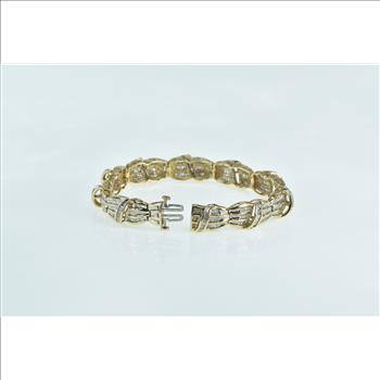 10K 3.00 Ctw Baguette Diamond Encrusted Tenni Yellow Gold Bracelet 6.75