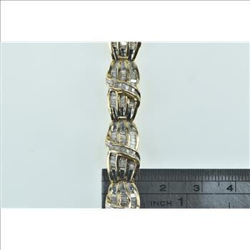 10K 3.00 Ctw Baguette Diamond Encrusted Tenni Yellow Gold Bracelet 6.75