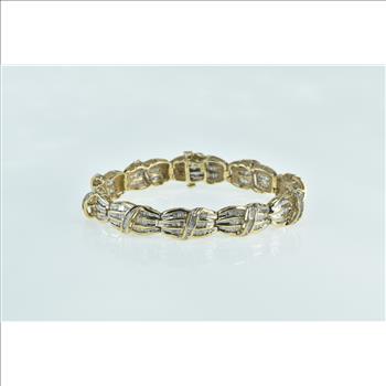 10K 3.00 Ctw Baguette Diamond Encrusted Tenni Yellow Gold Bracelet 6.75