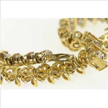10K 3.50 Ctw Cognac Diamond Wavy Link Tennis Yellow Gold Bracelet 7