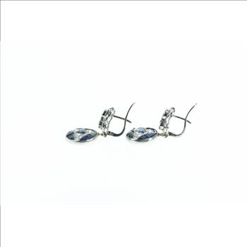 10K 3.60 Ctw Diamond Sapphire Art Deco Plat White Gold Earrings
