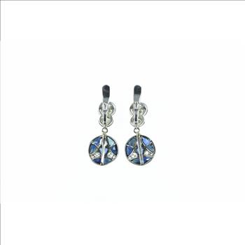 10K 3.60 Ctw Diamond Sapphire Art Deco Plat White Gold Earrings