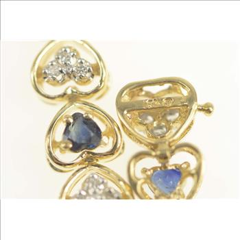 10K 3.90 Ctw Heart Natural Sapphire Diamond Yellow Gold Bracelet 7