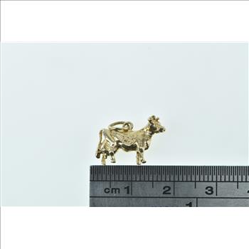 10K 3D Cow Bovine Dairy Farm Animal Yellow Gold Charm/Pendant