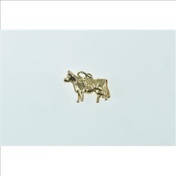 10K 3D Cow Bovine Dairy Farm Animal Yellow Gold Charm/Pendant