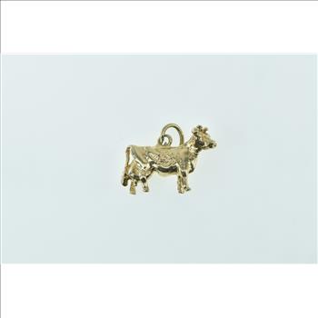 10K 3D Cow Bovine Dairy Farm Animal Yellow Gold Charm/Pendant