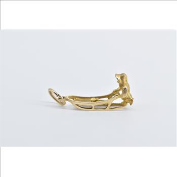10K 3D Dog Nugget Sled Alaska Inuit Arctic Travel Yellow Gold Charm/Pendant