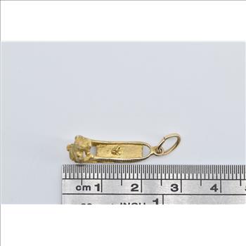 10K 3D Dog Nugget Sled Alaska Inuit Arctic Travel Yellow Gold Charm/Pendant