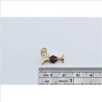 10K 3D Vase Pitcher Carafe Sim. Garnet Yellow Gold Charm/Pendant
