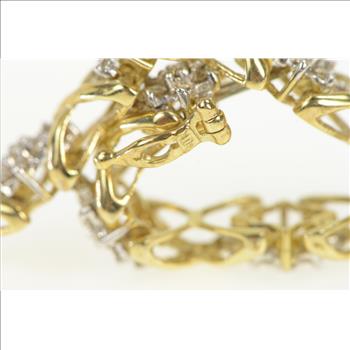 10K 4.00 Ctw Diamond Cluster X Link Tennis Yellow Gold Bracelet 7