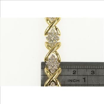10K 4.00 Ctw Diamond Cluster X Link Tennis Yellow Gold Bracelet 7