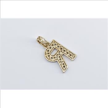 10K 4.10 Ctw Diamond Encrusted R Monogram Name Yellow Gold Pendant