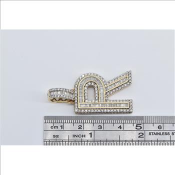 10K 4.10 Ctw Diamond Encrusted R Monogram Name Yellow Gold Pendant