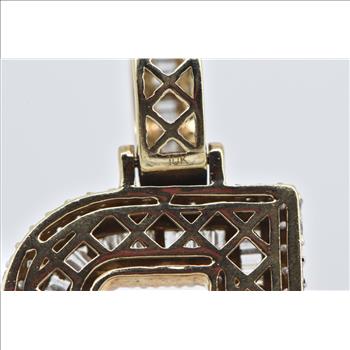 10K 4.10 Ctw Diamond Encrusted R Monogram Name Yellow Gold Pendant
