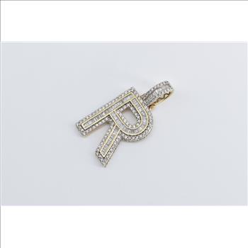 10K 4.10 Ctw Diamond Encrusted R Monogram Name Yellow Gold Pendant