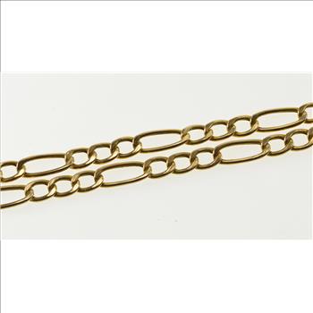 10K 4.5mm Figaro Fancy Link Loose Chain Yellow Gold Necklace 20
