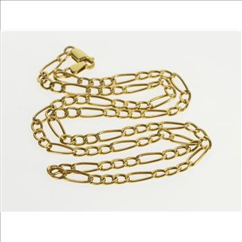 10K 4.5mm Figaro Fancy Link Loose Chain Yellow Gold Necklace 20