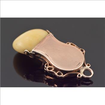 10K 5.4g Tooth Elk Lodge Clock Enamel Deer Yellow Gold Pendant