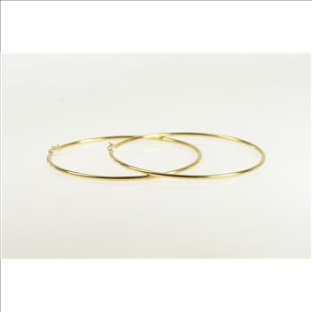 10K 70mm Classic Round Vintage Hoop Yellow Gold Earrings