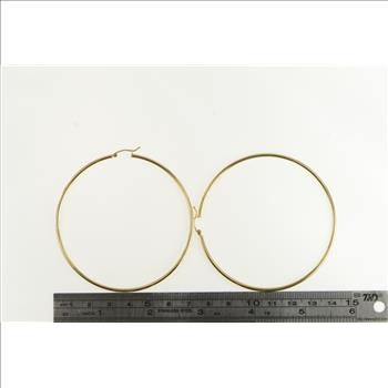10K 70mm Classic Round Vintage Hoop Yellow Gold Earrings