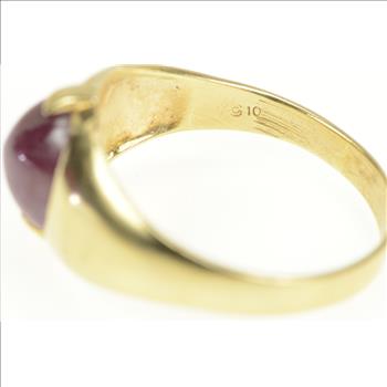 10K 7.60 Ct Natural Ruby Cabochon 1960's Men's Yellow Gold Ring, Size 15.25